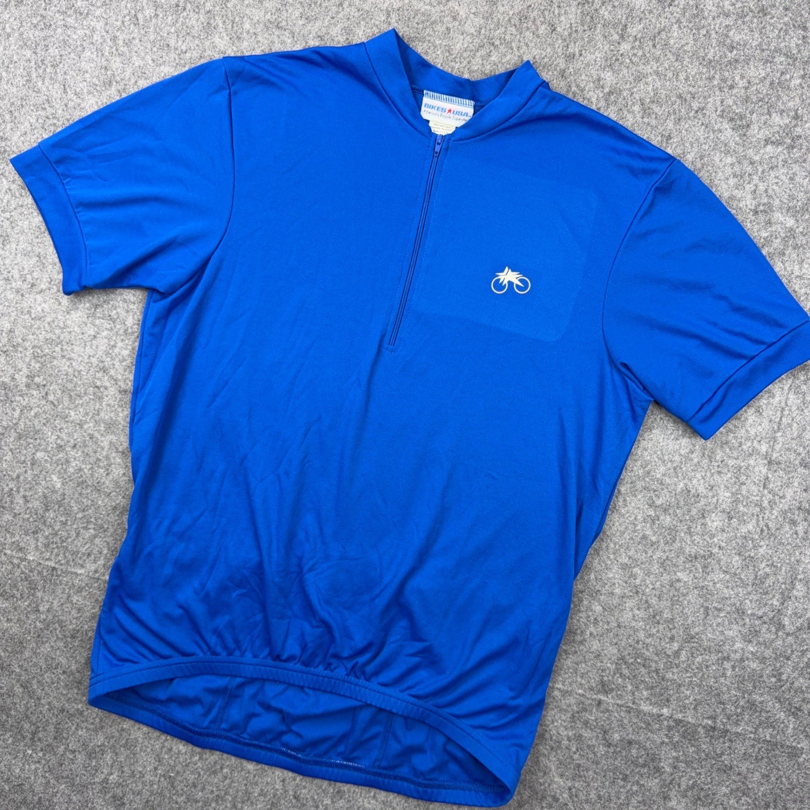 VTG Bikes USA Cycling Jersey Mens Large Blue Short Sleeve 1/4 Zip 90s Road Bike