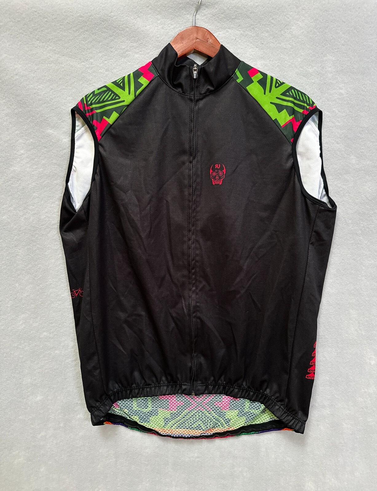 Go Rigo Go! Cycling Jersey Mens 2XL Black Aztec Sleeveless Full Zip Lightweight
