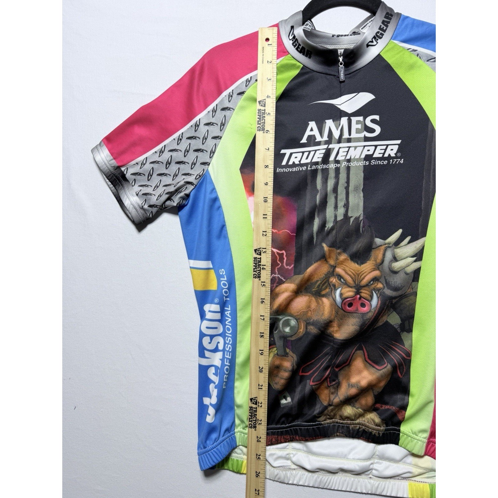 V-Gear Cycling Jersey Women L Multi Color Ames True Temper Graphic Boar