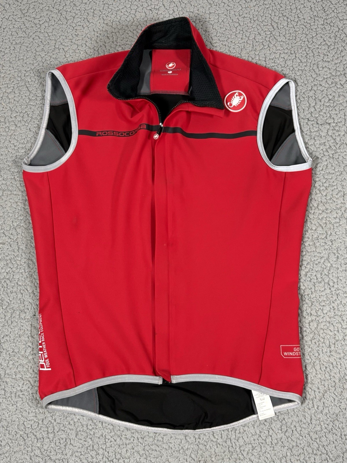 Castelli Cycling Perfetto Jersey Vest Men’s Large Red Zip Sleeveless Bike Jersey