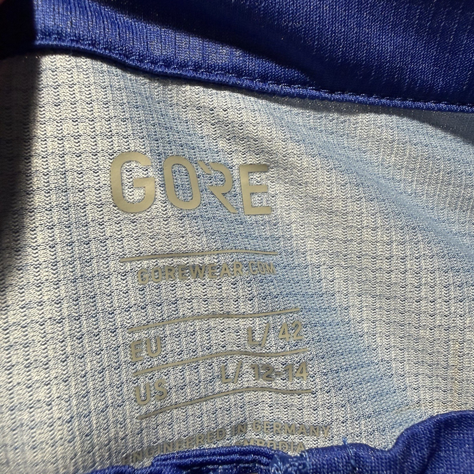 Gore Cycling Jersey Womens Large Blue Full Zip Stretch Lightweight