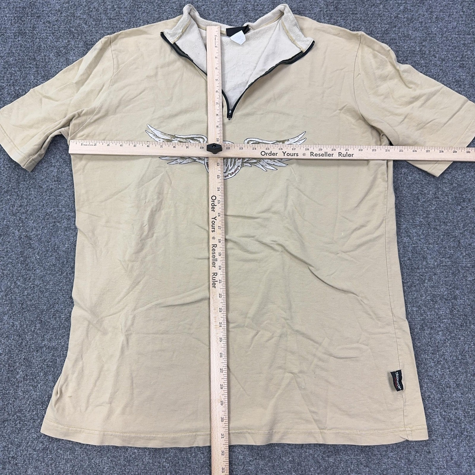Primal Wear Cycling Jersey Shirt Mens XL Beige Gargoyle Gothic Wings Graphic