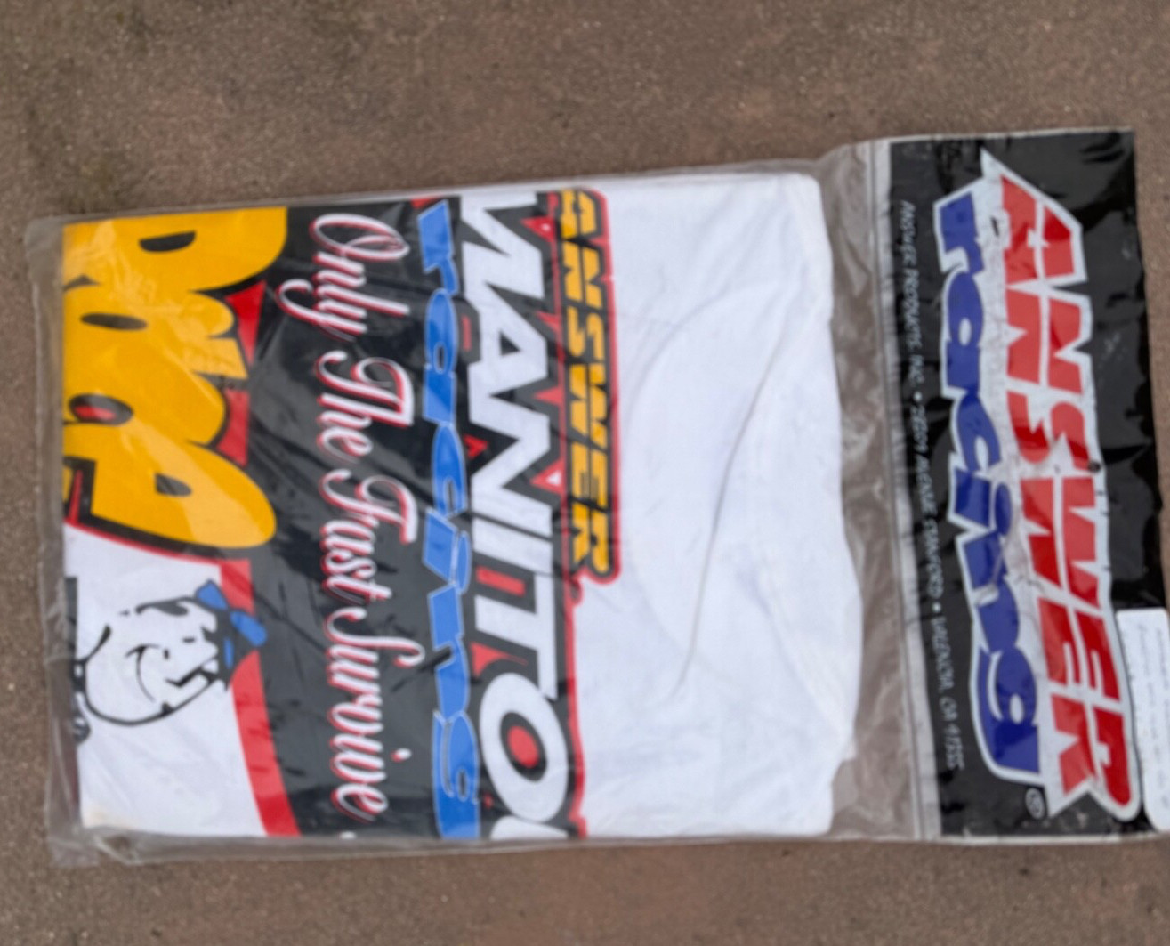 Answer Manitou Bike Racing Team Issue White Tee Medium made in USA -100% cotton