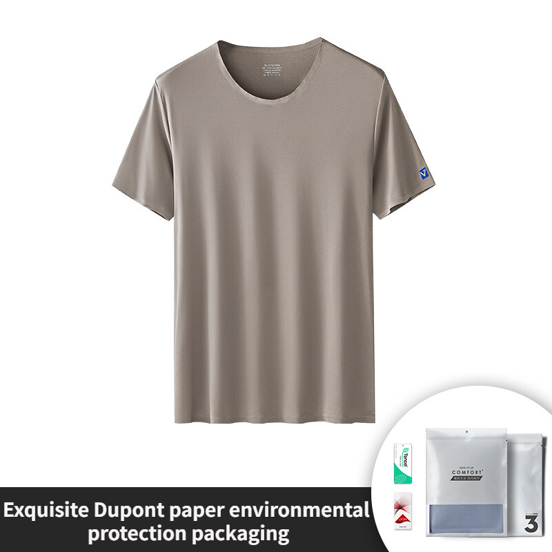 Casual Fashion Men’s Short Sleeve T-shirt Solid Color Basic Tee Comfortable Top