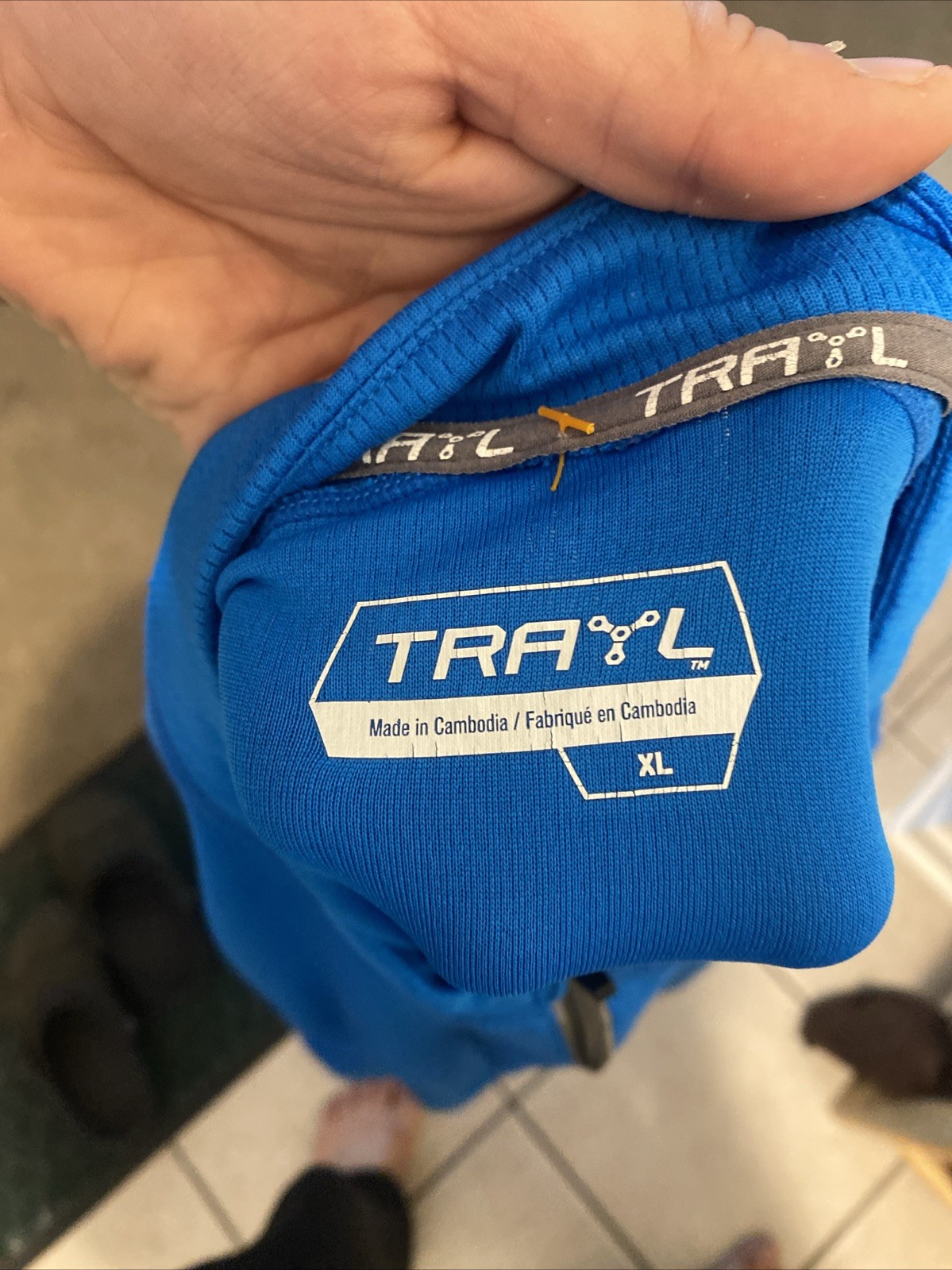 TRAYL Cycling Jersey XL Blue Gray Quarter Zip Long Sleeve MTB Road Bike Pocket