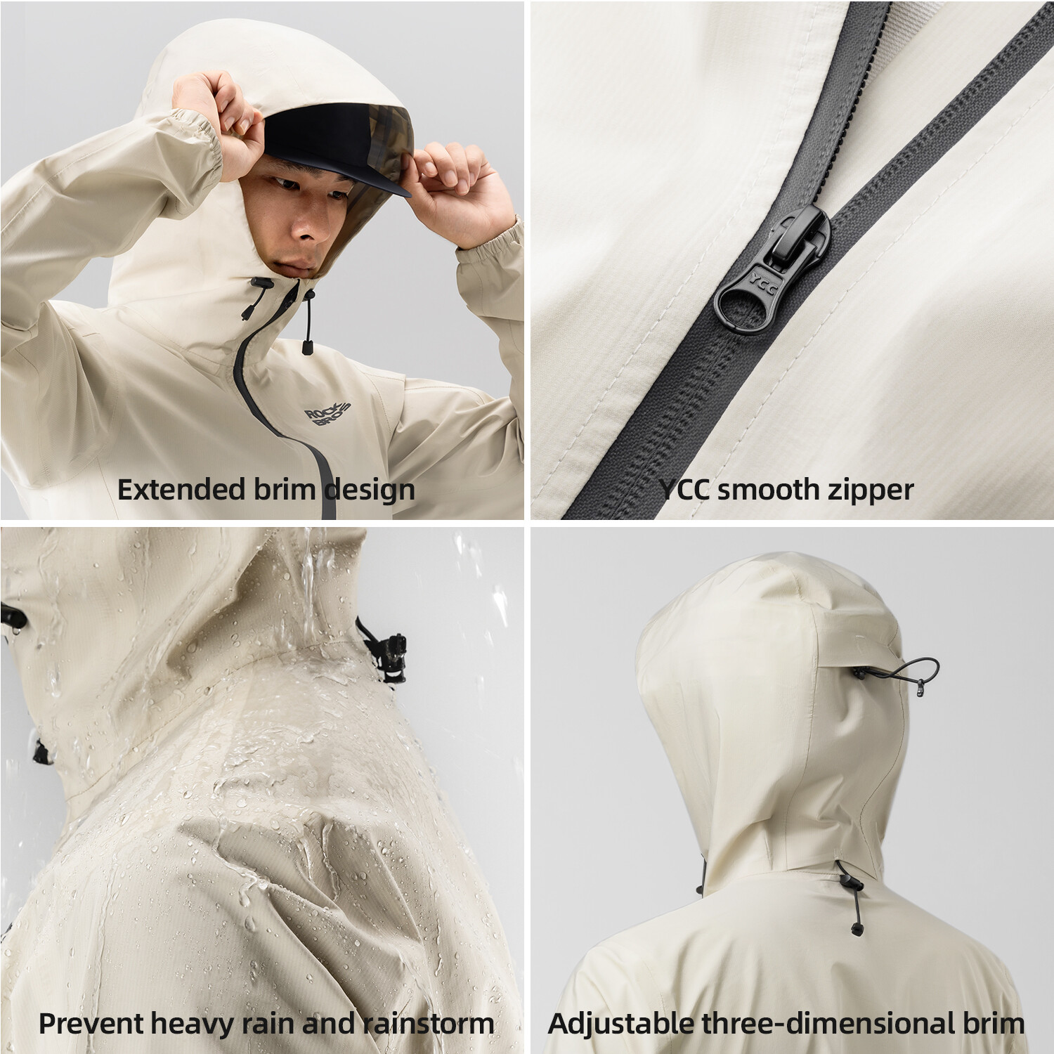 ROCKBROS Rain Jacket Raincoat Windbreaker Cycling Hiking Running Gear Waterproof