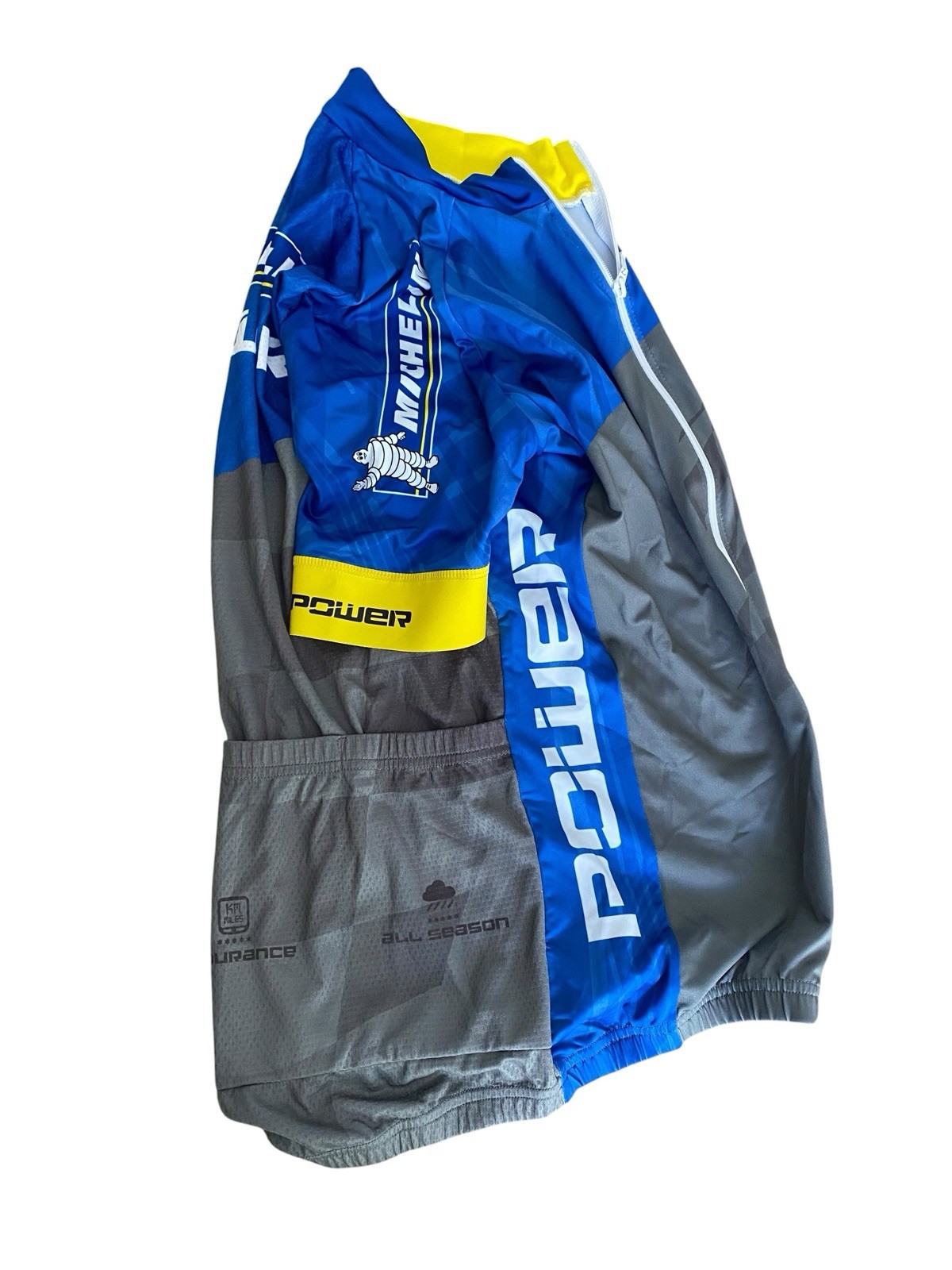 Goodicom Cycling Jersey Michelin Power Competition Mens Medium Blue Gray Yellow
