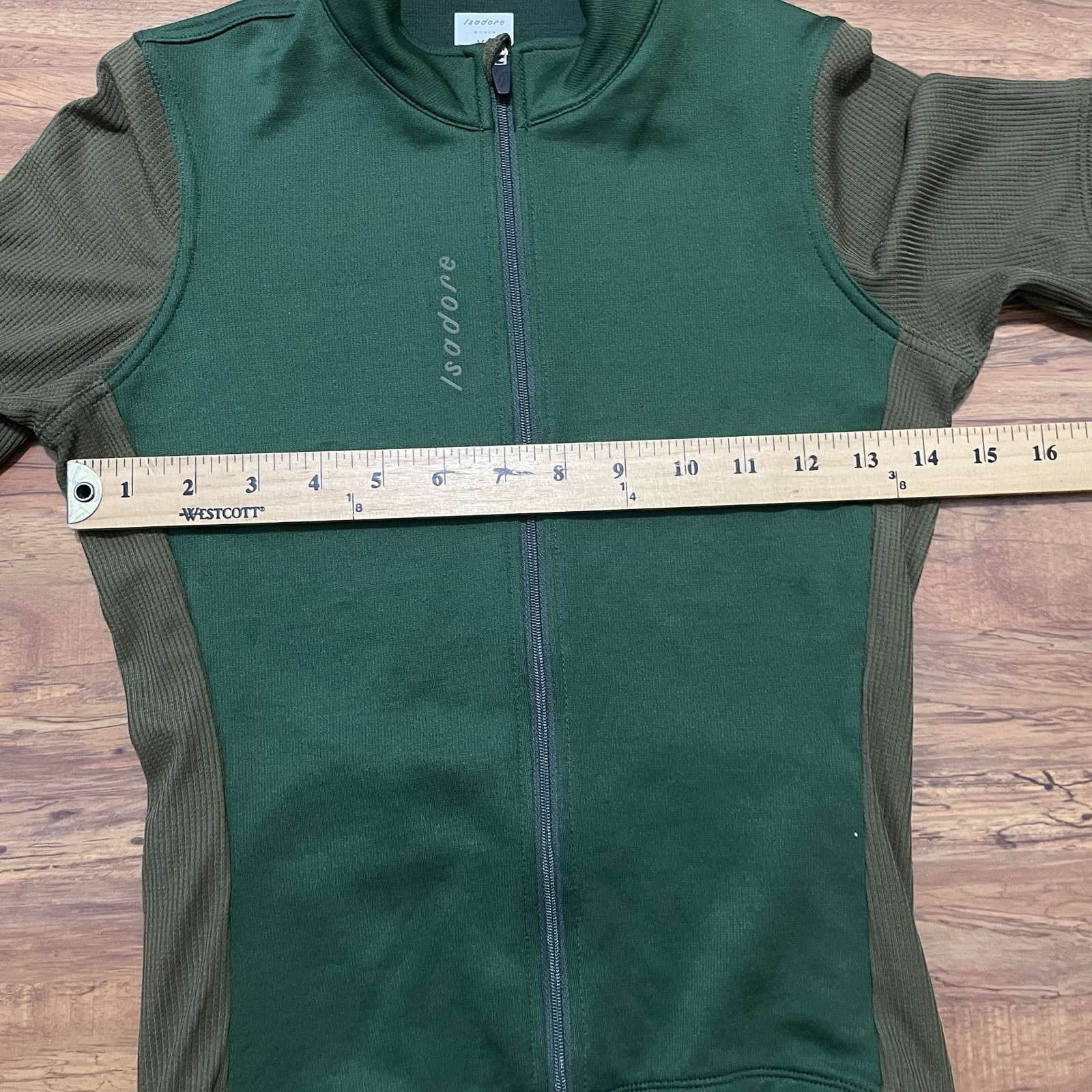Isadore Signature Cycling Jersey Womens XS Green Full Zip Merino Wool Blend Bike