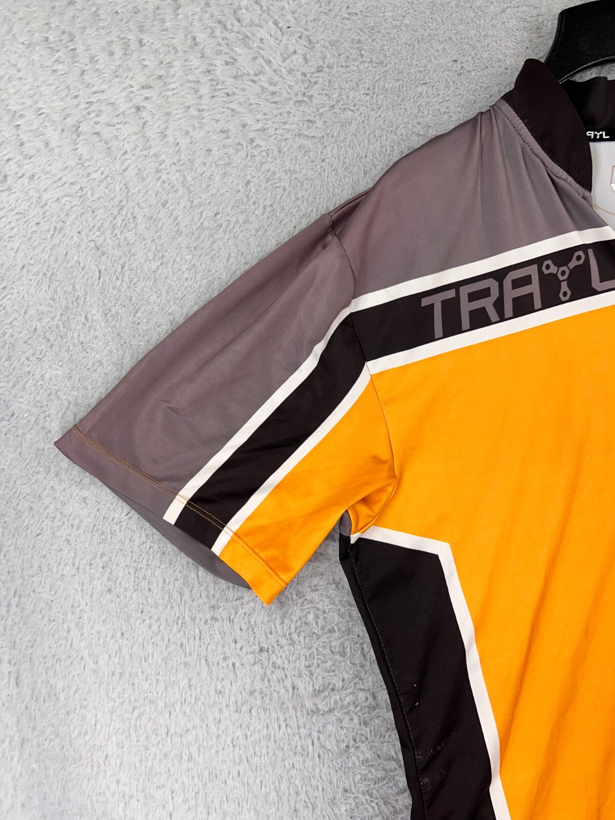 Trayl Cycling Jersey Mens Large Orange Gray 1/2 Zip 100% Polyester Pockets