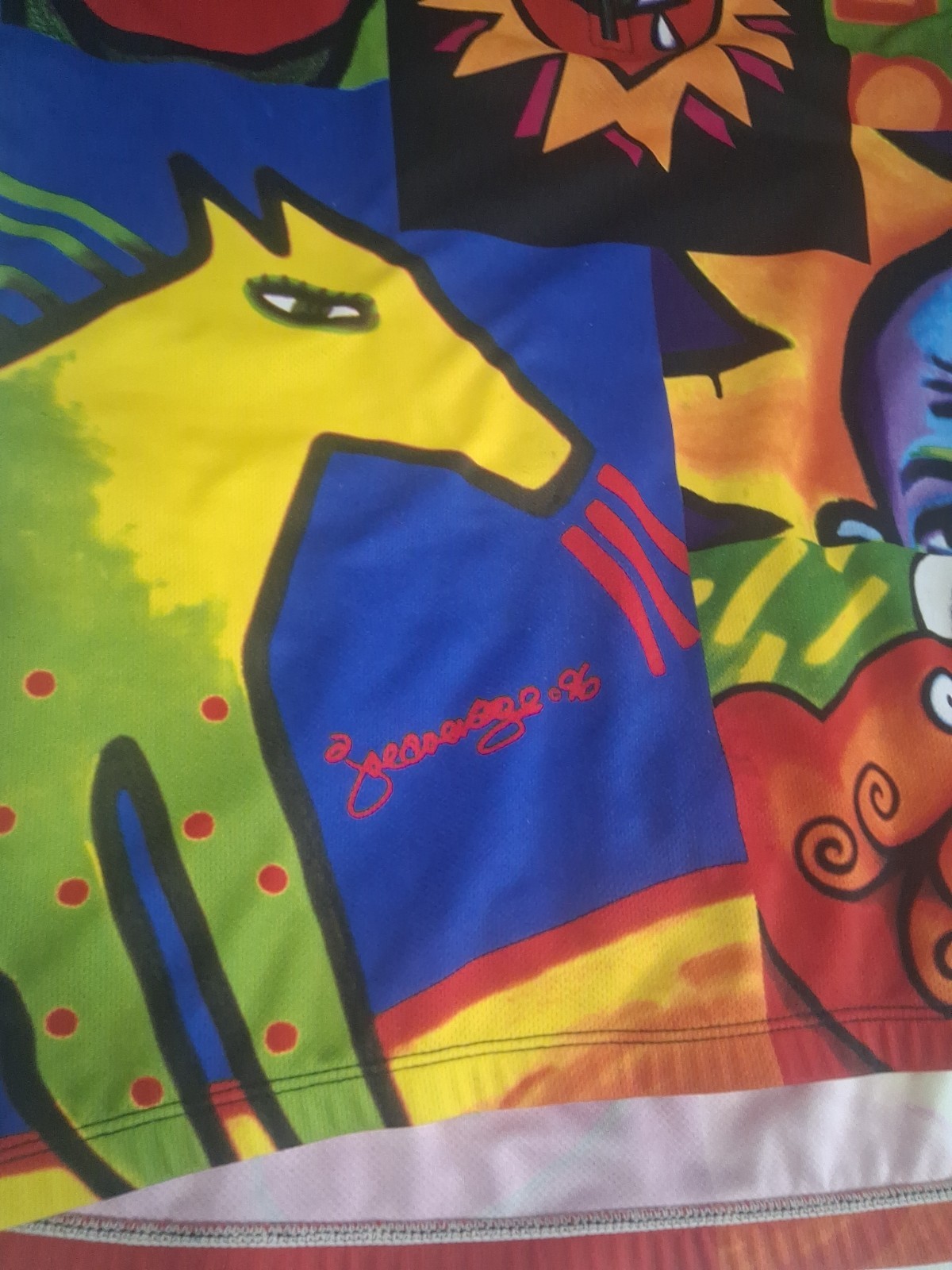 Vtg Womens Sugoi Biking Jersey Joe Average Picasso Bold Colorful L/XL Graphic