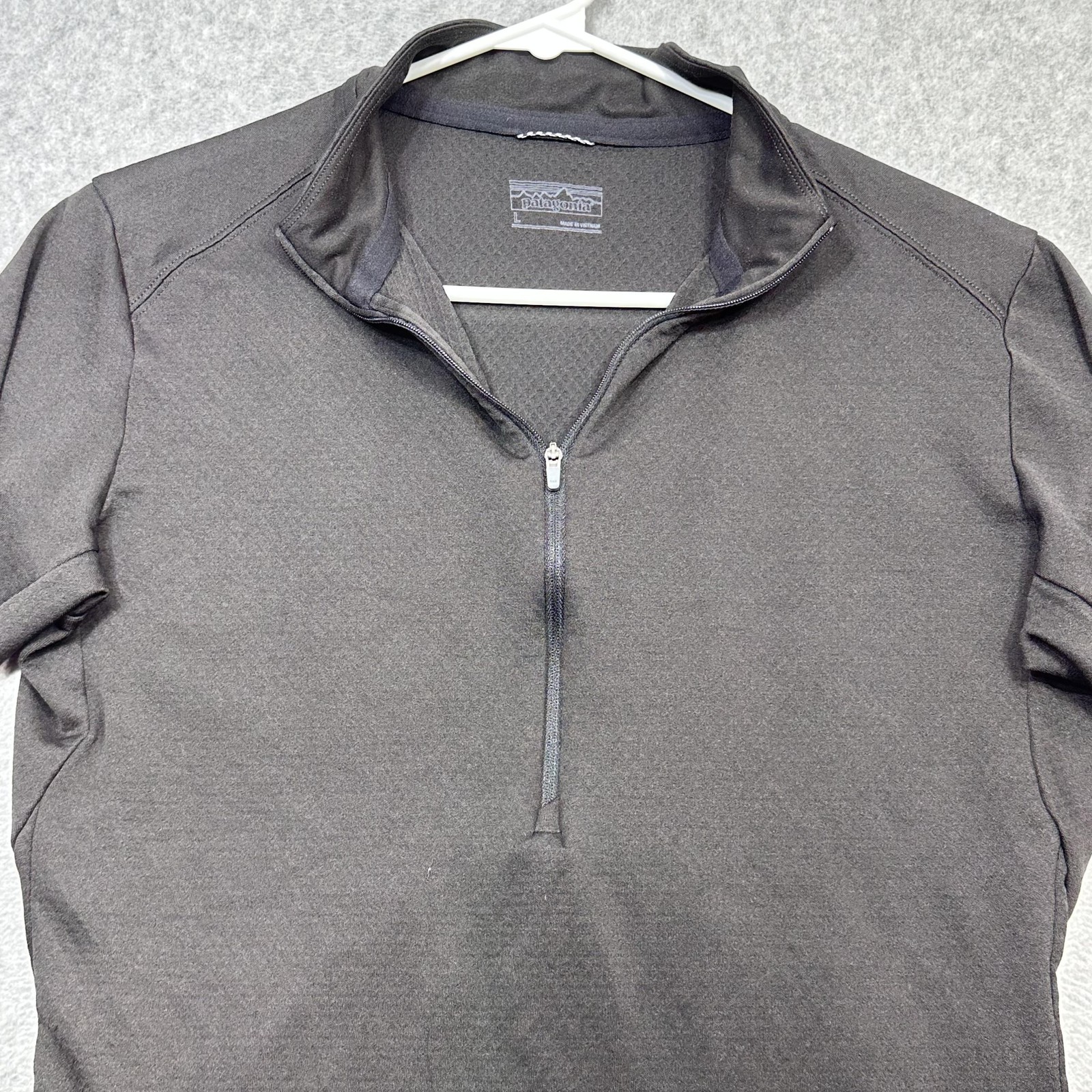 Patagonia Capilene Midweight Cycling Jersey Womens Large Black 1/2 Zip Pockets
