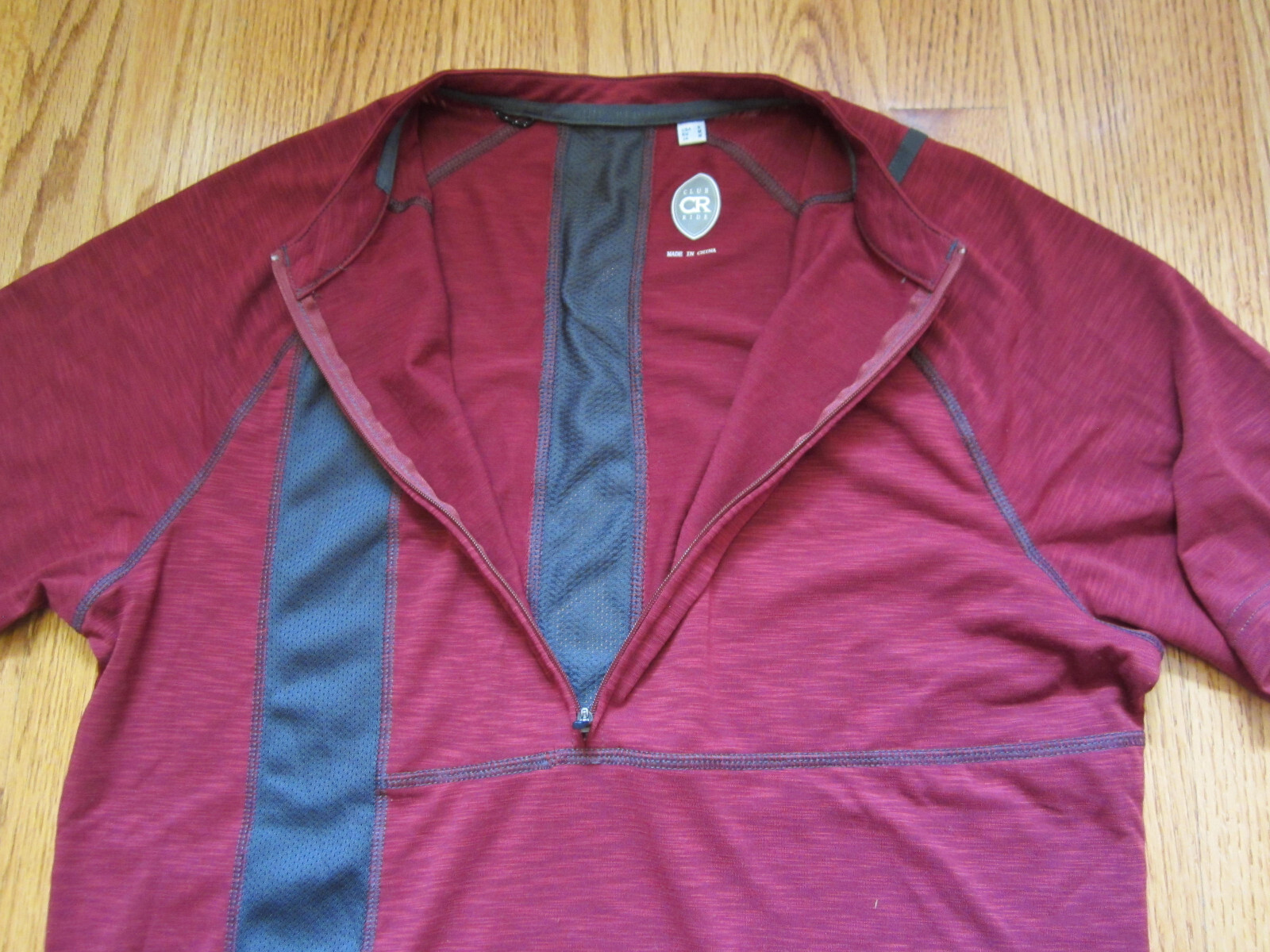 Club Ride CR Performance 1/2 Zip Maroon Cycling Jersey Shirt Pocket Men Small S