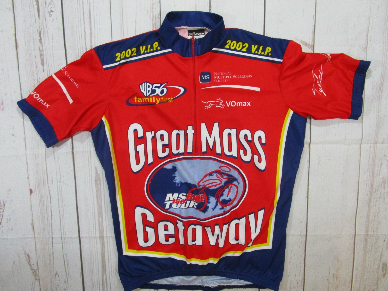 VOmax Mens Cycling Bike Jersey Shirt Medium USA Made SS bottle holder 2002