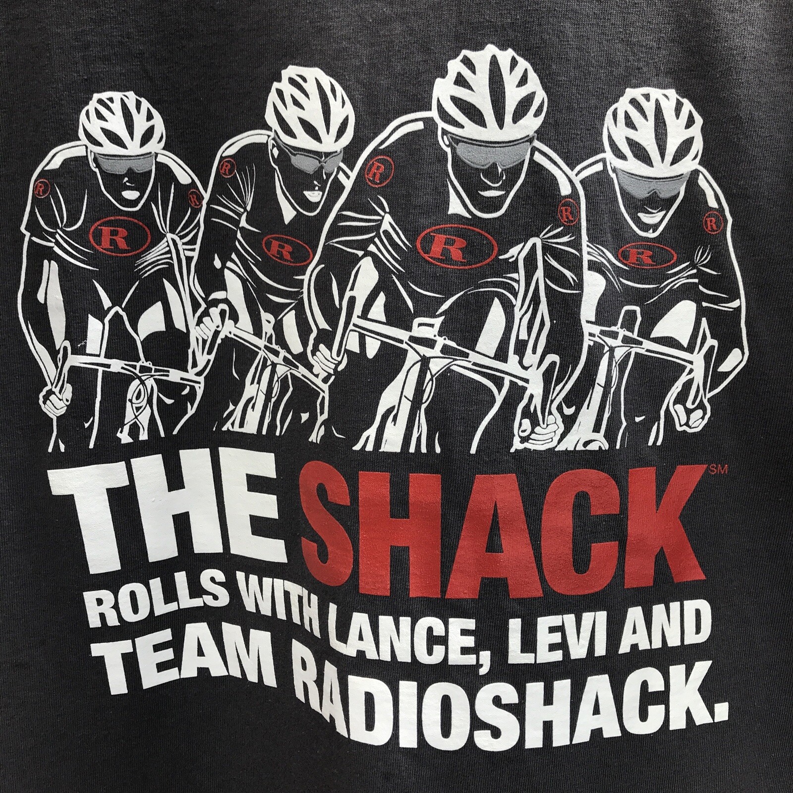 The Shack Rolls With Lance, Levi And Team RadioShack Large T Shirt Men’s Cycling