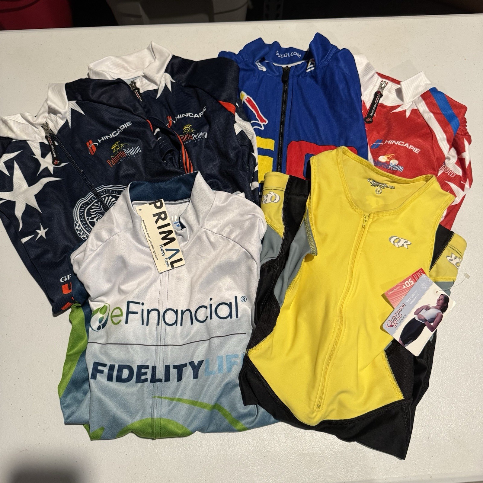 Cycling Jersey Lot of 5 And 1 Cycling Bib Outdoors Road Racing 6 Total Jerseys
