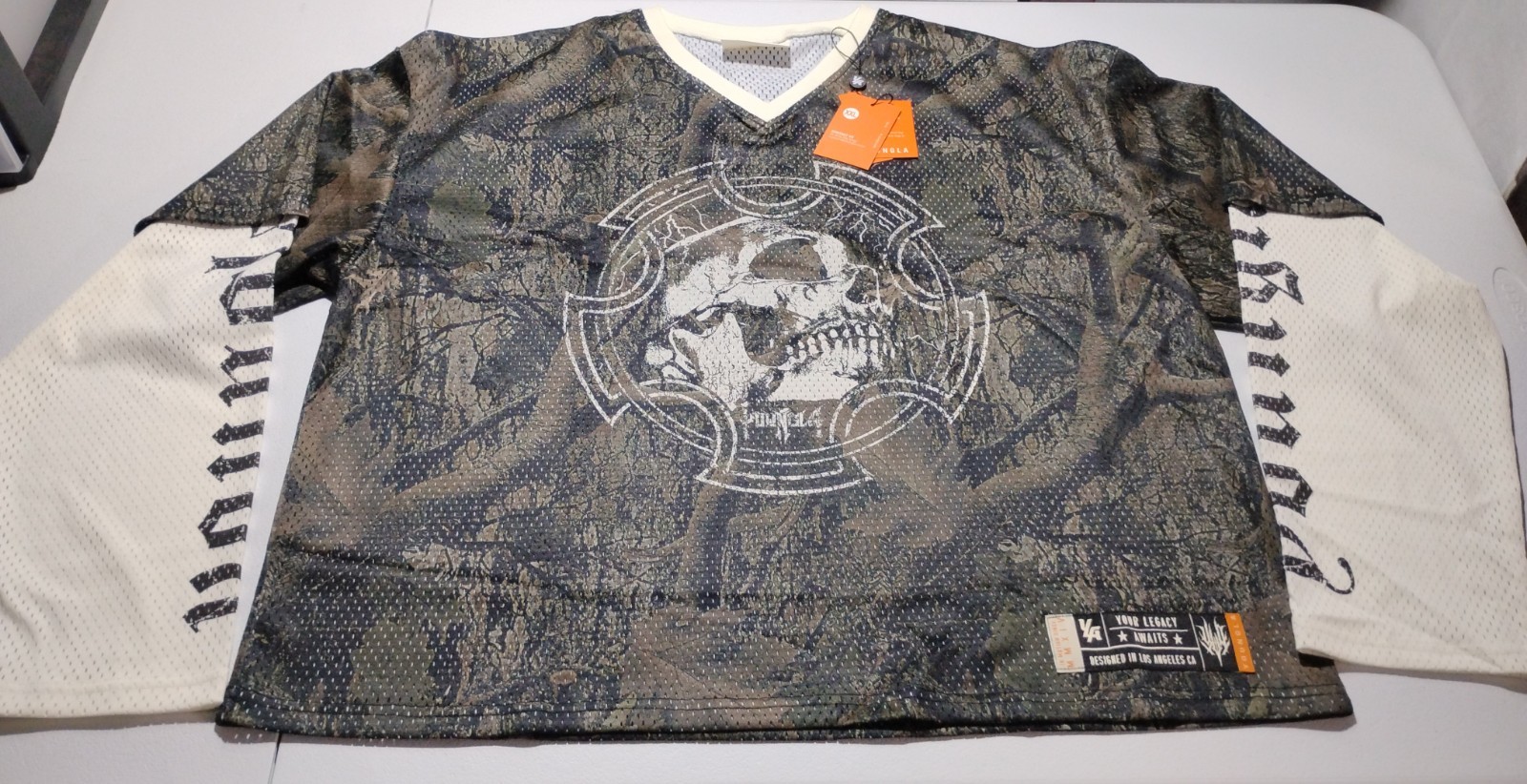 YoungLA Varsity Camo Crop Jersey 2XL, Dark Tree Pattern