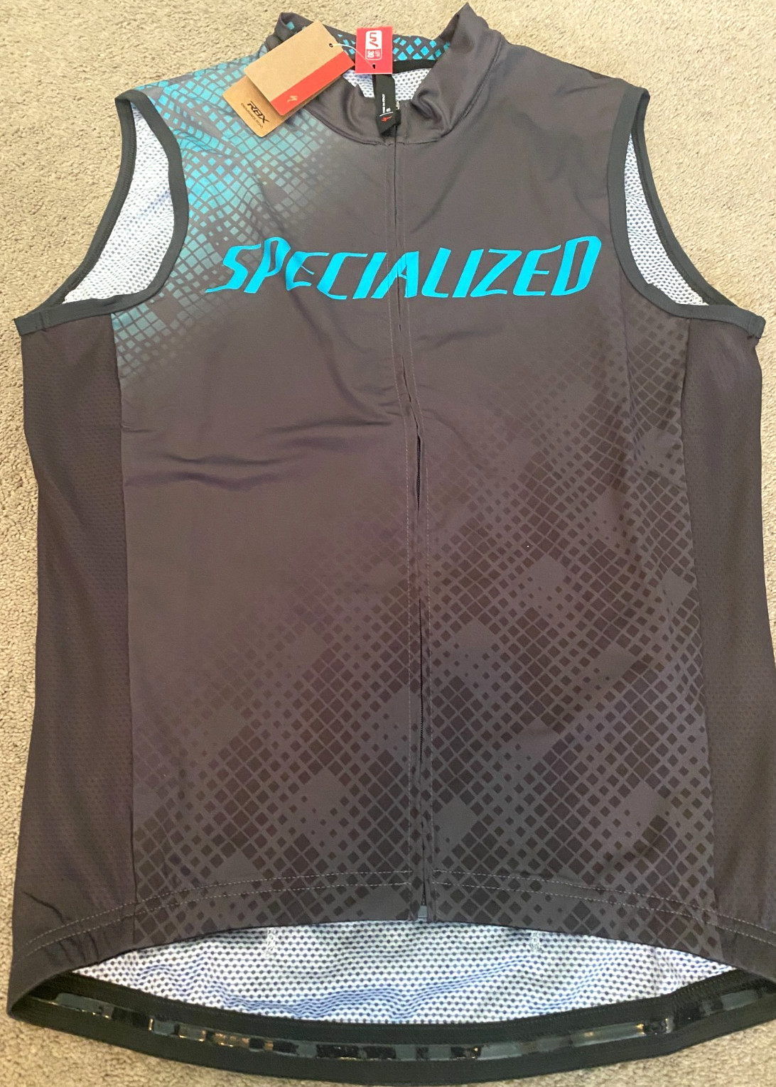 New Specialized Rbx Comp Logo Bike Cycling Jersey Sleveless Mens Small Grey/Blue