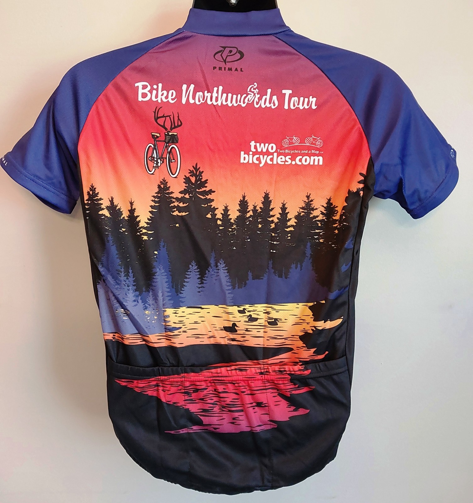 NWT Primal Bike Wisconsin Northwoods Tour Unisex Sport Cut Raglan Cycling Jersey