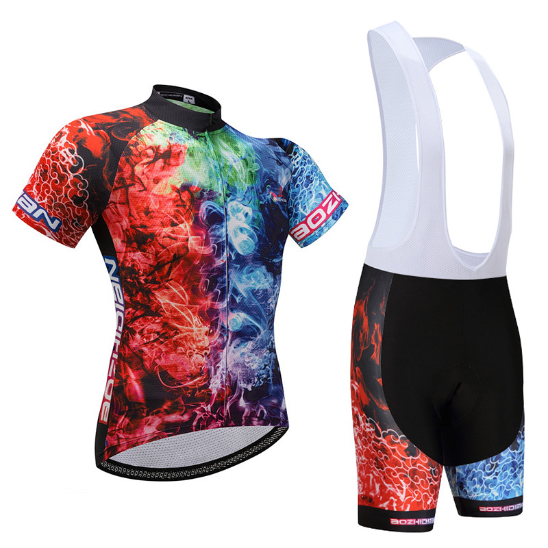 Men’s Bicycle Clothing Short Sleeve Cycling Jersey and (Bib) Shorts Kit Red-Blue