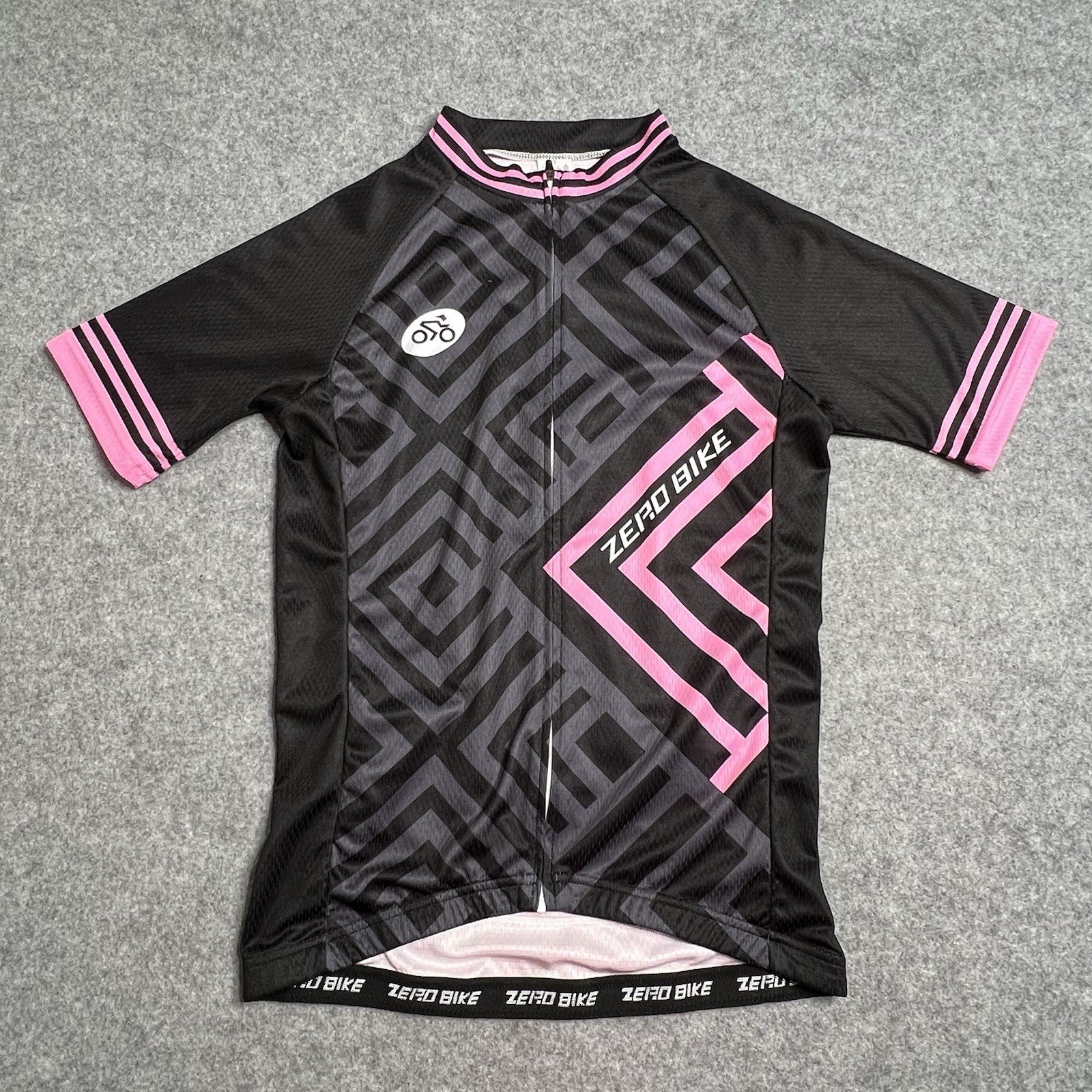 Zero Bike Womens Full Zip Cycling Jersey Pink Gray Black Size S