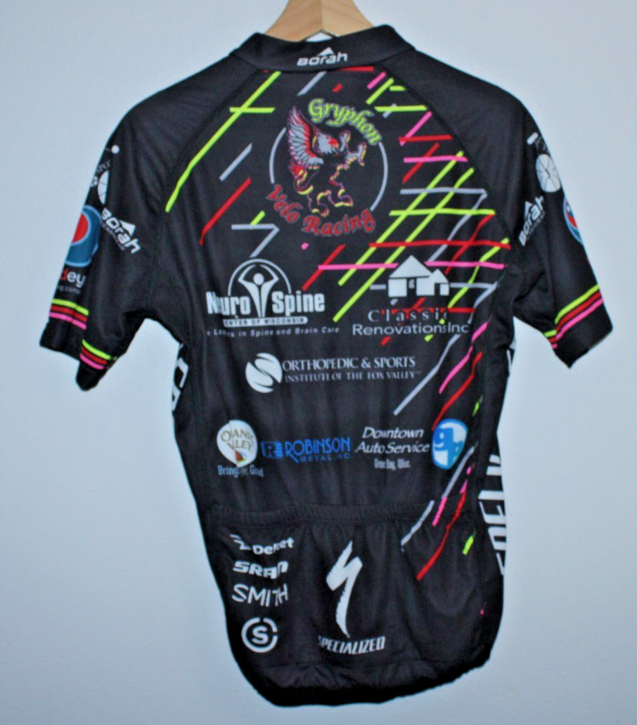 Borah Specialized Men’s Cycling Jersey Medium Rear Pockets 38″ Chest 23/27″ T2B~