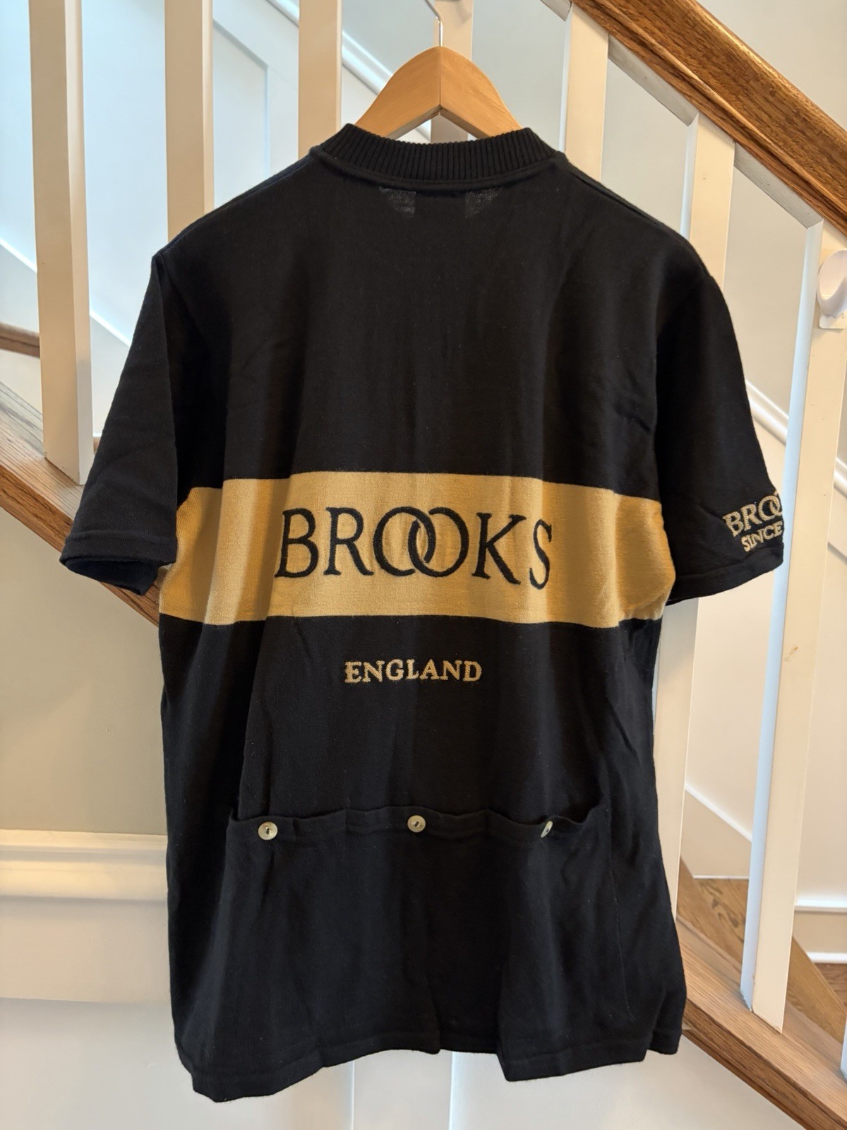 VINTAGE Brooks England L’Eroica Cycling Jersey XL Black/Tan Merino Wool 1/4 Zip