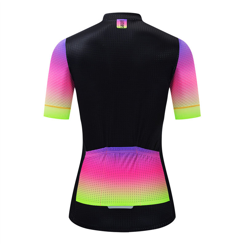 CESANTI Women Cycling Jersey Fluor Color Non-slip Band Pro Bike Clothing