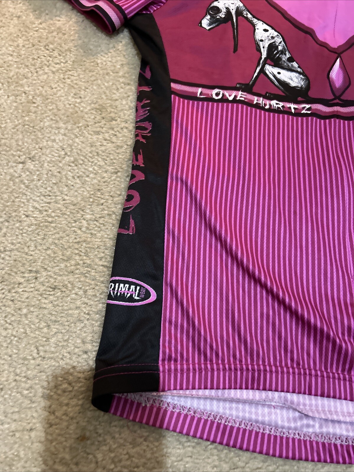 Primal Wear Womens 3/4 Zip Cycling Jersey Love Hurtz Heart Greyhound Dog Size XL