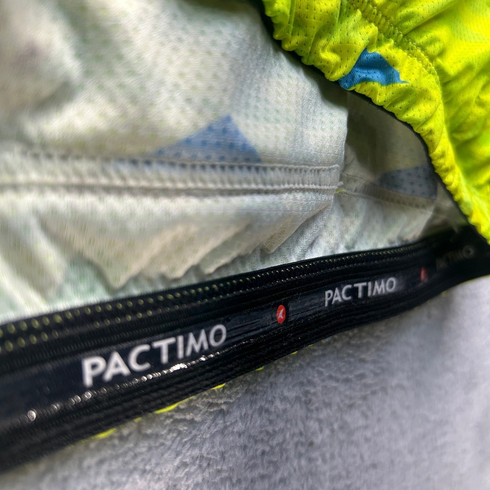 Pactimo Mens Cycling Jersey Medium Neon Yellow Green Geometric Short Sleeve Zip