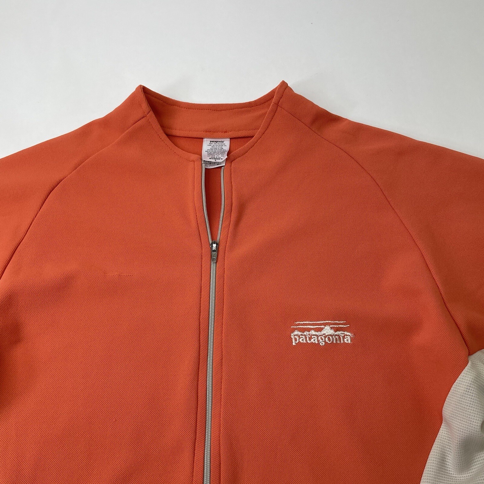 Vintage Patagonia Cycling Jersey Womens Large Orange Colorblock USA Made