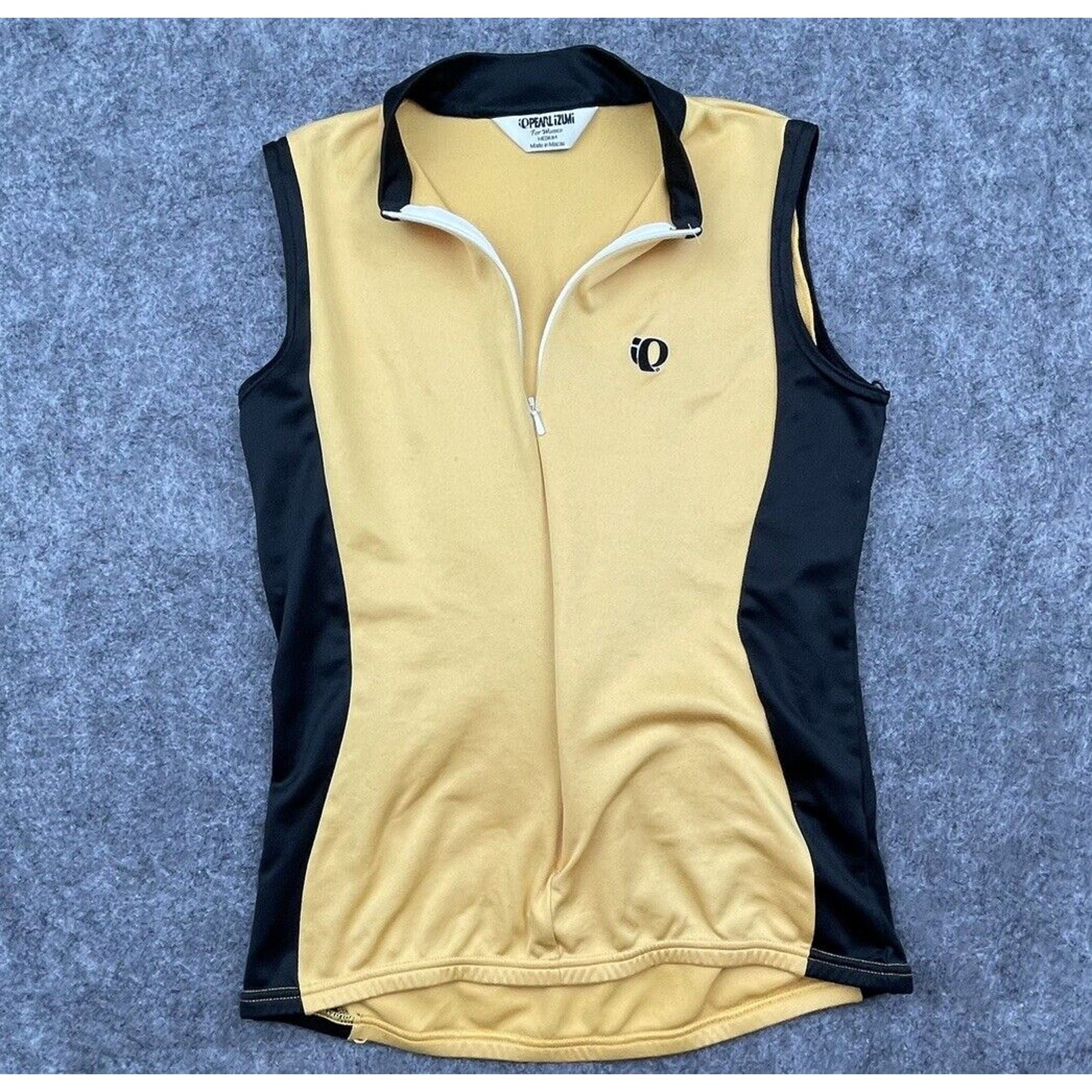 Pearl iZumi Top Womens Medium Cycling Vest Gold Black Back Pockets Long Zip