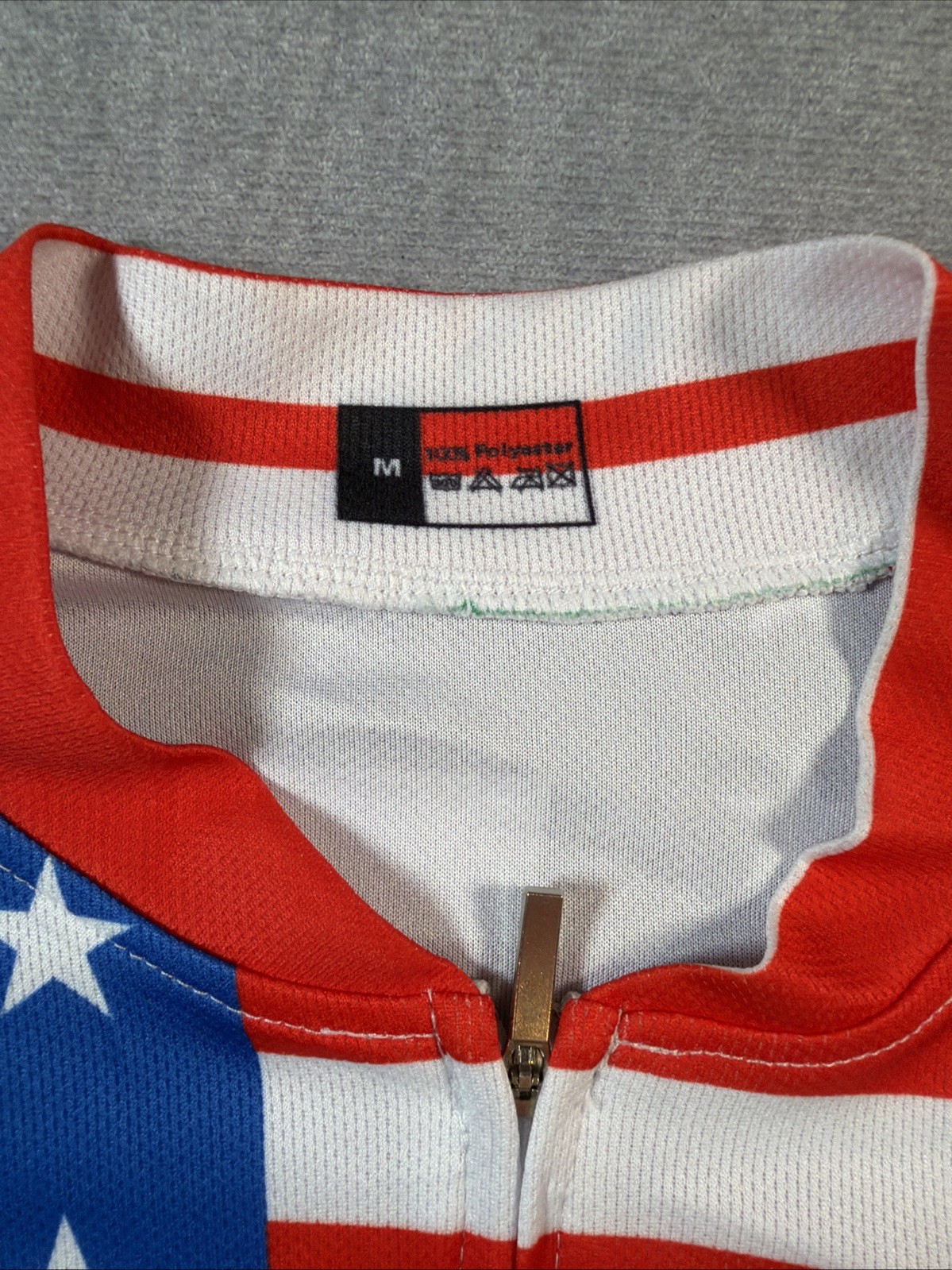 *USA American Flag USA Full Zip Cycling Biking Jersey Size M