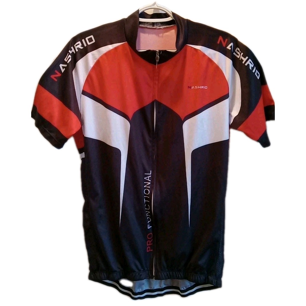 NWOT Nashrio Cycling Jersey Size XL Full Zip with Bottle Holders 100% Polyester