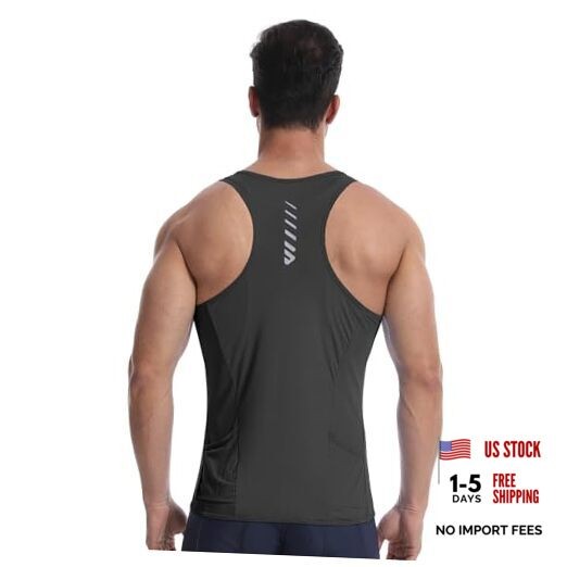 Sleeveless Cycling Jersey Men, Biking Base Layer Breathable and Large V2 Black