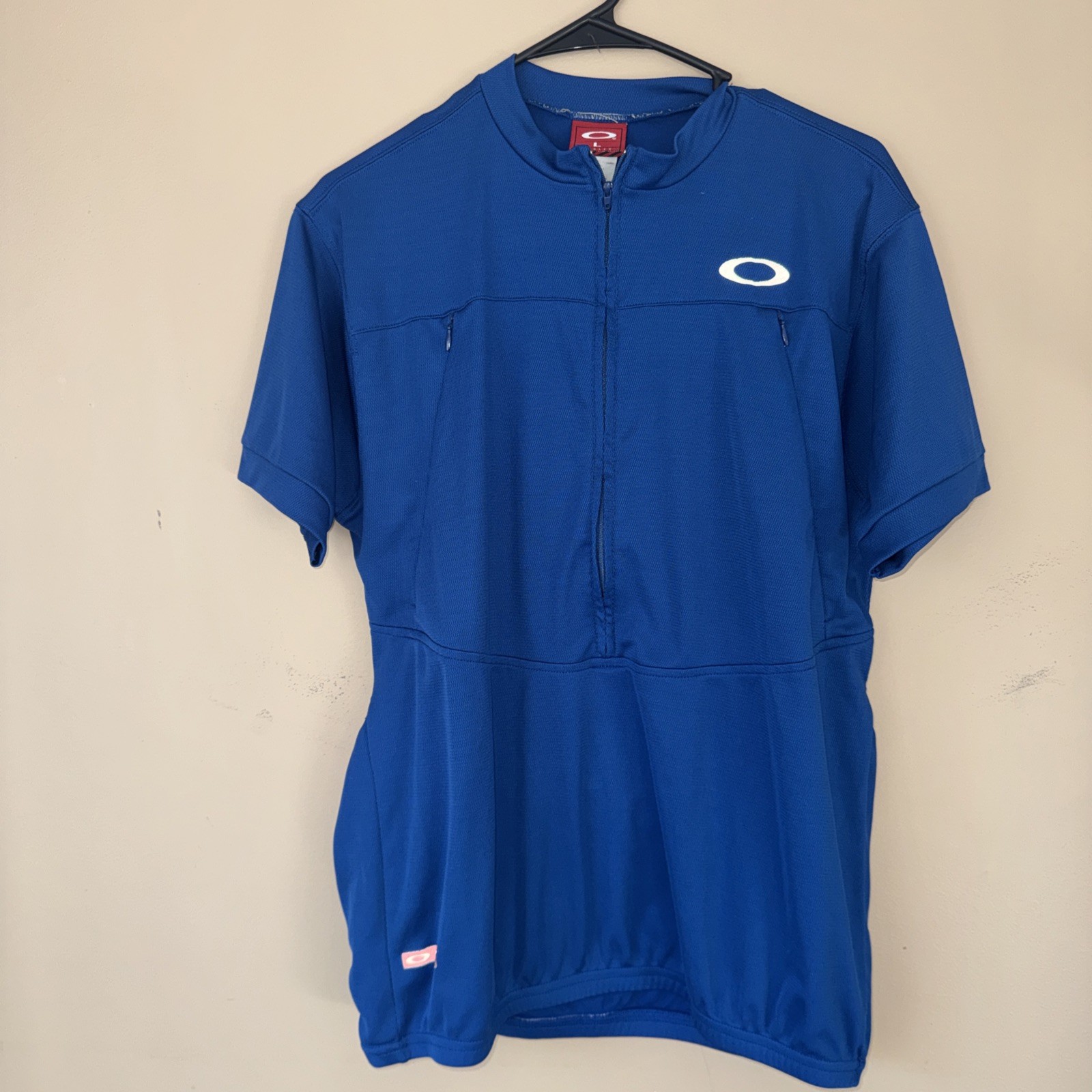 Oakley Cycling Jersey Large Blue Half-Zip Short Sleeve MTB Road Bike Coolmax
