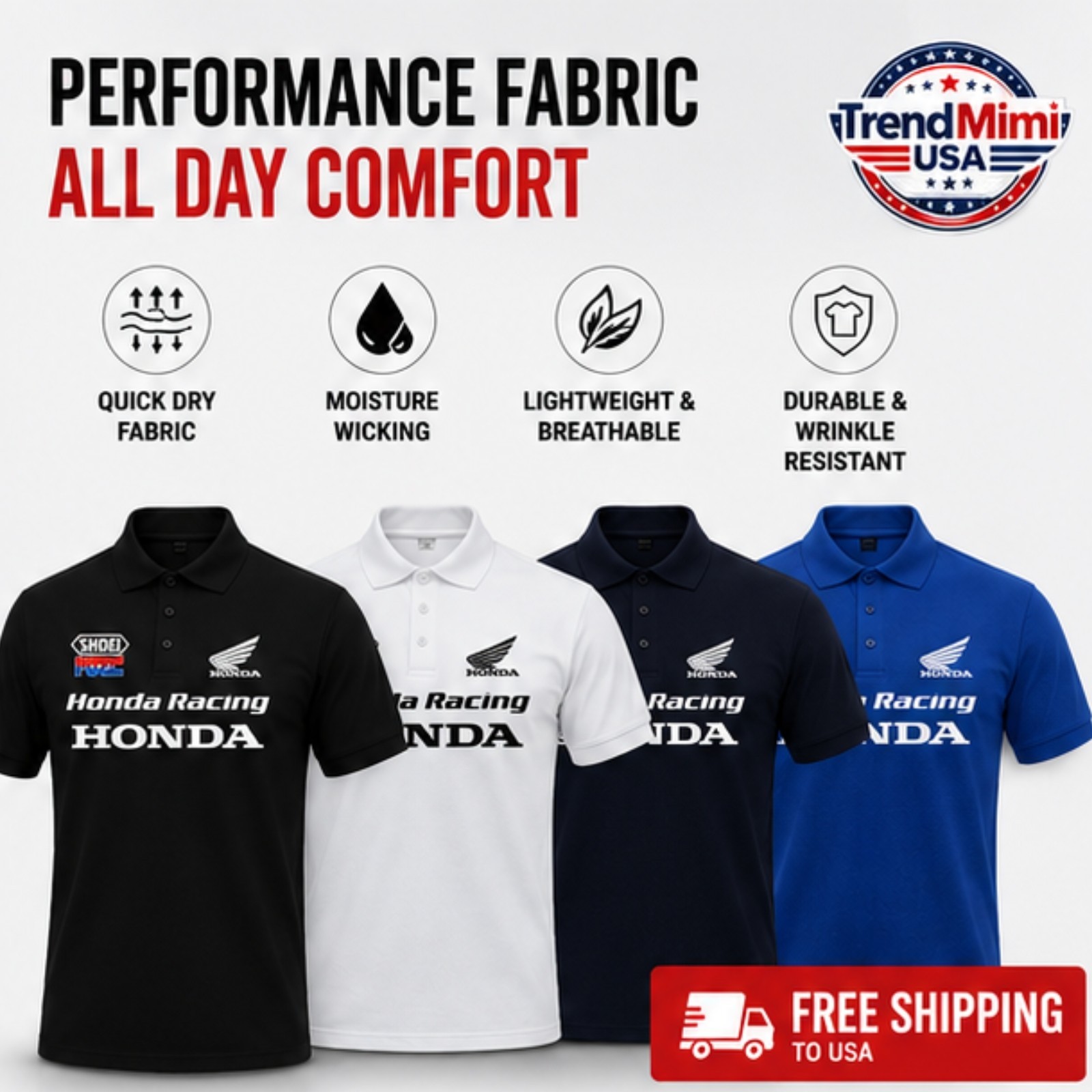 Honda Men’s and Women’s POLO Shirt CRB Non-Double Gold Wing Motorcycle Racing Su