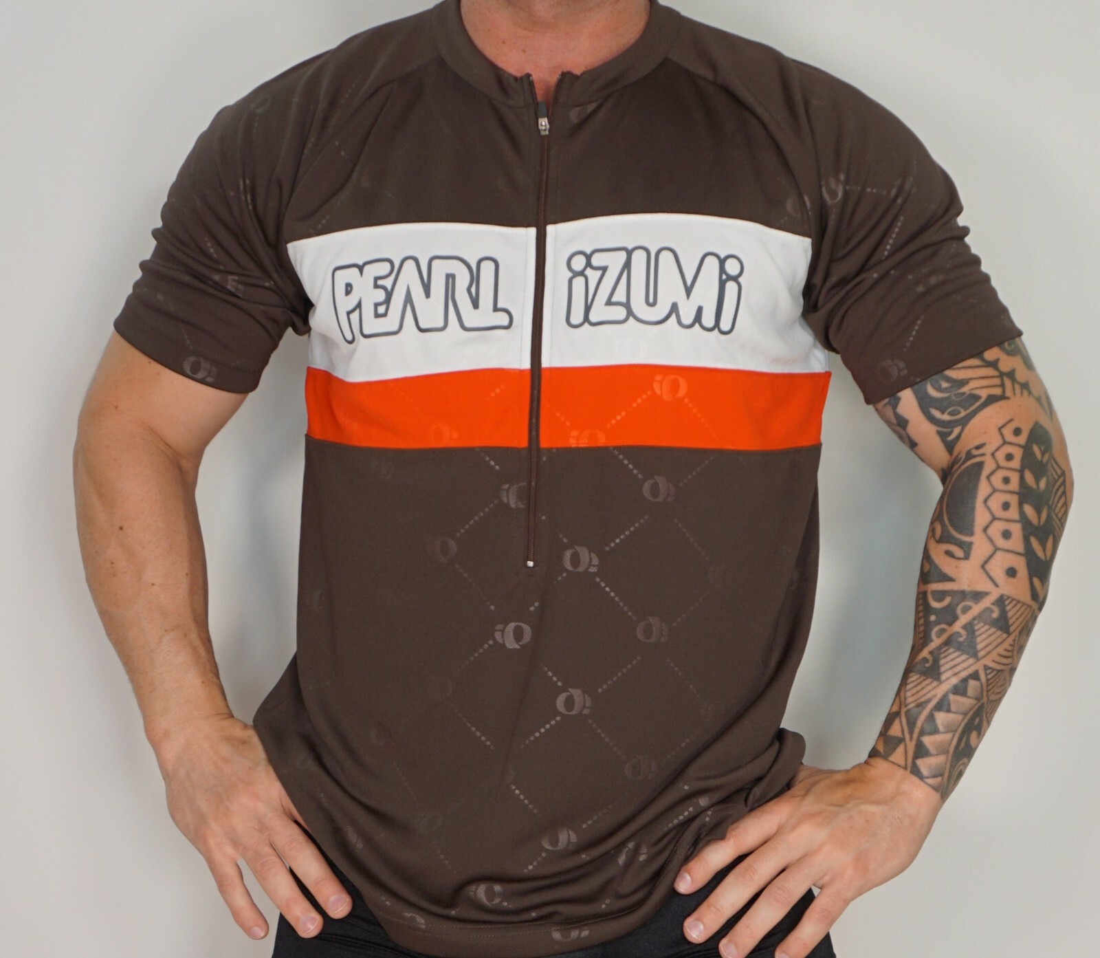 MEN’S PEARL IZUMI BROWN ZIP NECK CYCLING SHIRT XL