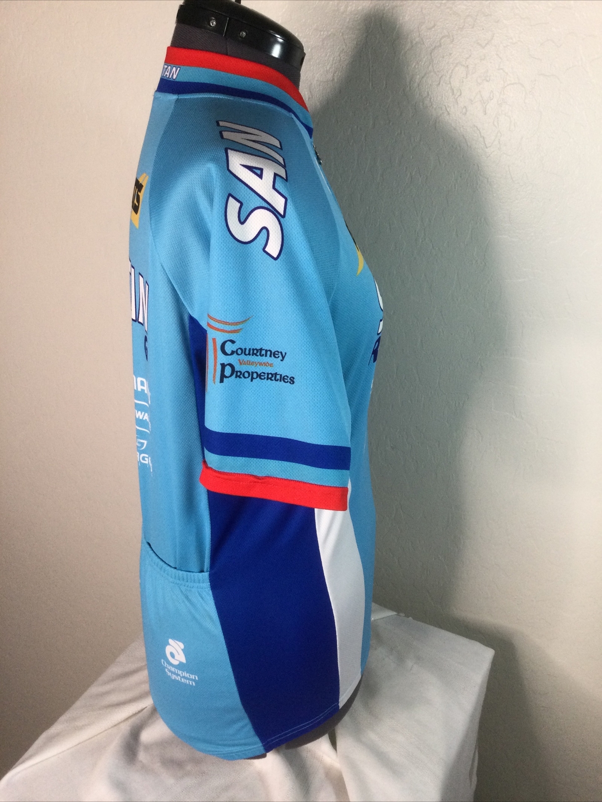 Champ Sys Cycling jersey full zip 3-pocket short sleeve LG San Tan Racing Blue