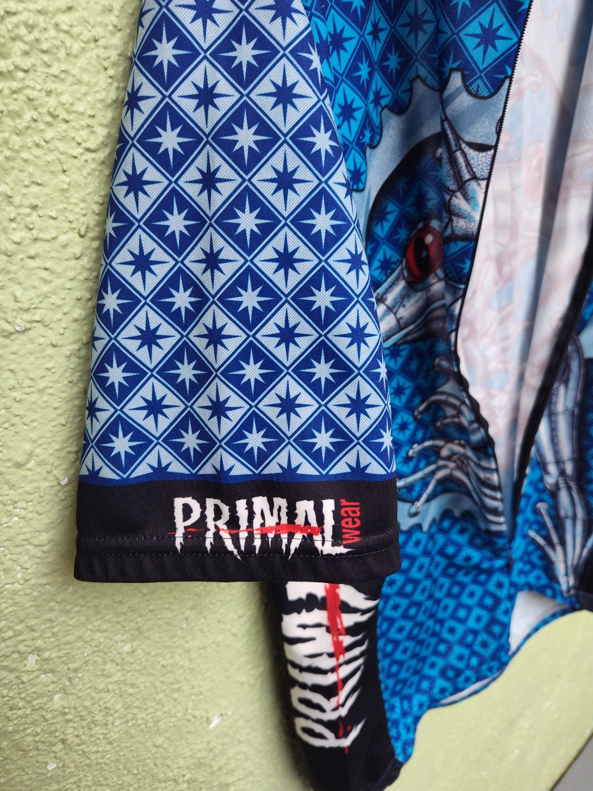 Primal Cycling Jersey Men L Blue 3/4 Zip Coolmax Frog Made USA Bike