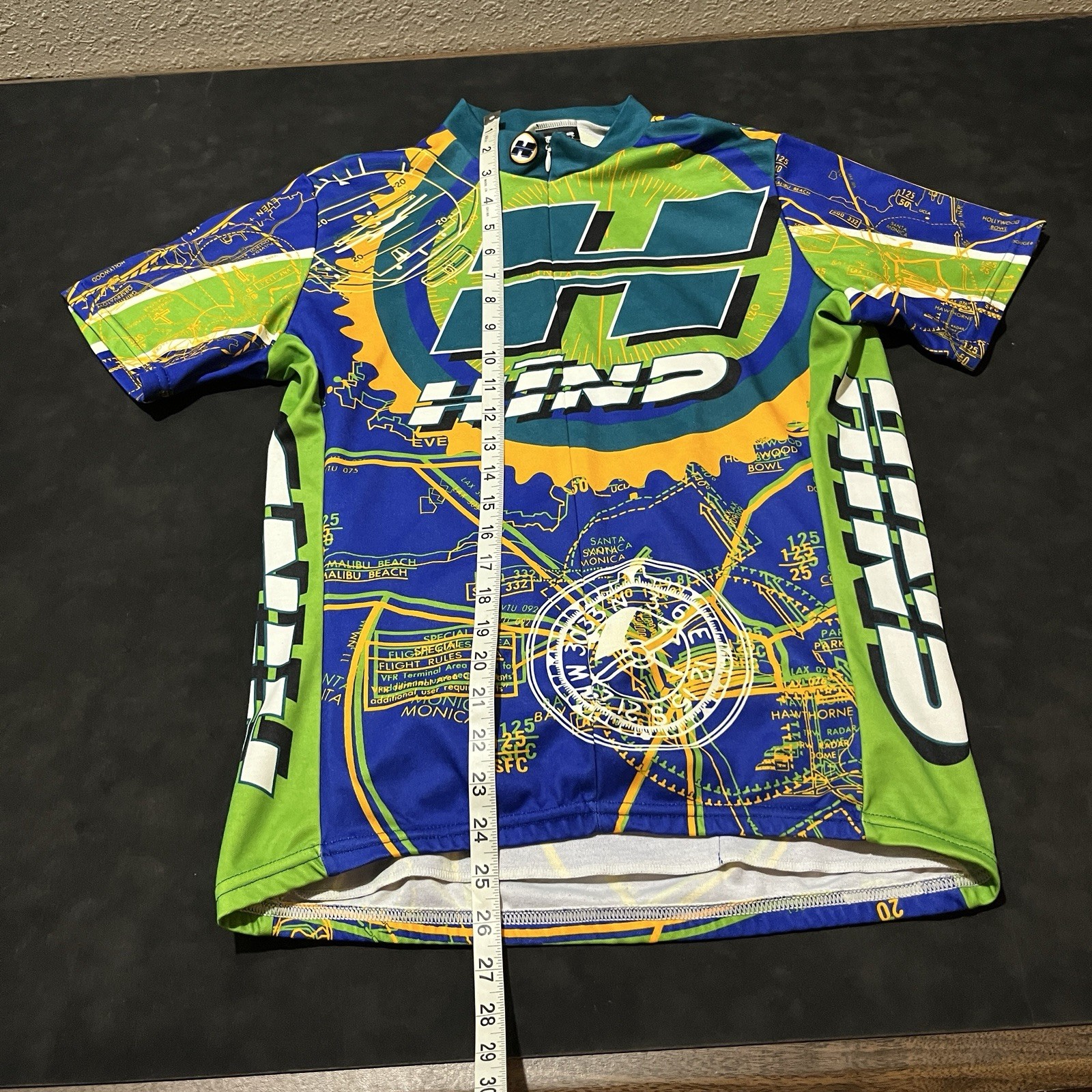Vintage Hind Cycling Jersey USA Made 90s Canari Florida Orange Green Pockets Zip