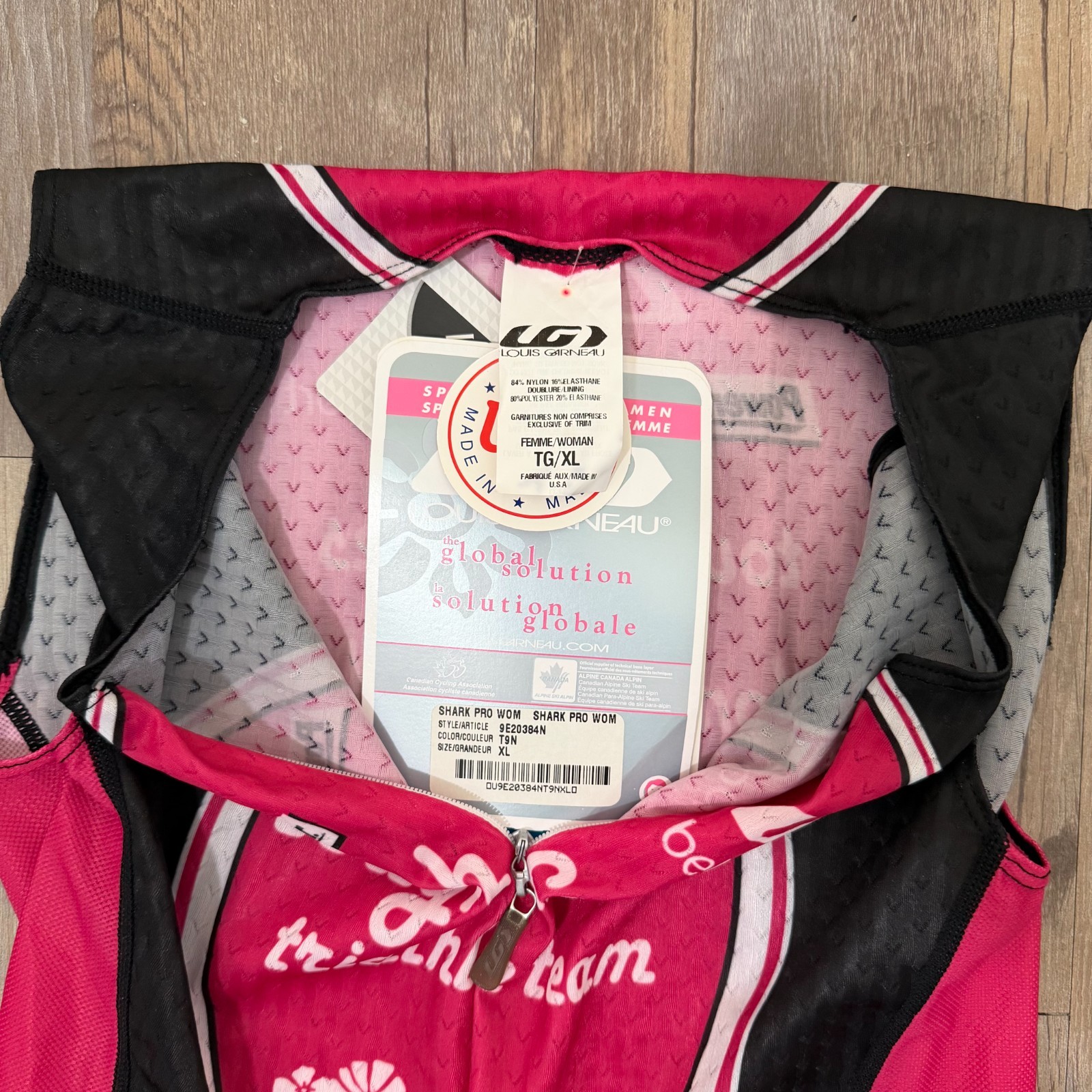 Louis Garneau Shark Pro Cycling Jersey Women XL Pink Tough Cookie Triathlon Team