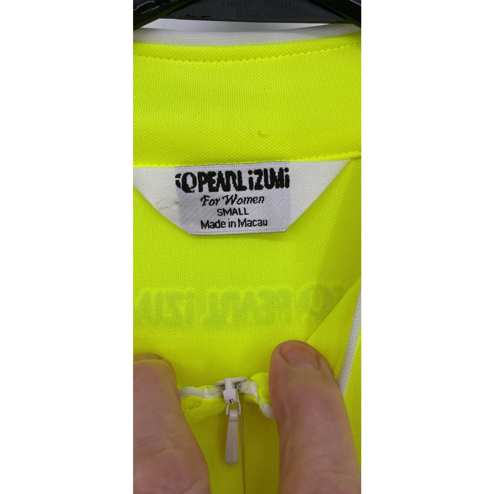 Wmns Pearl Izumi Sz S Neon YlwGrn Full zip Back pockets SS Collar