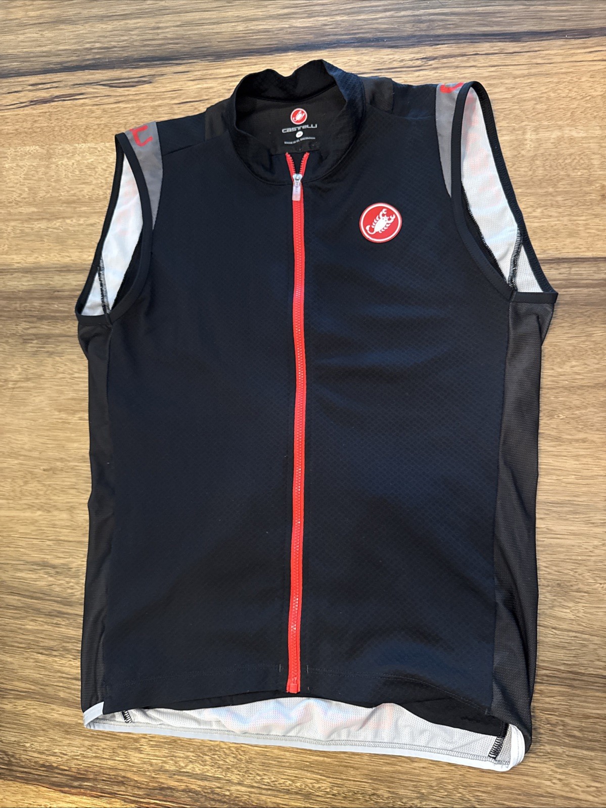 Castelli Cycling Jersey M Black Sleeveless Full Zip EUC