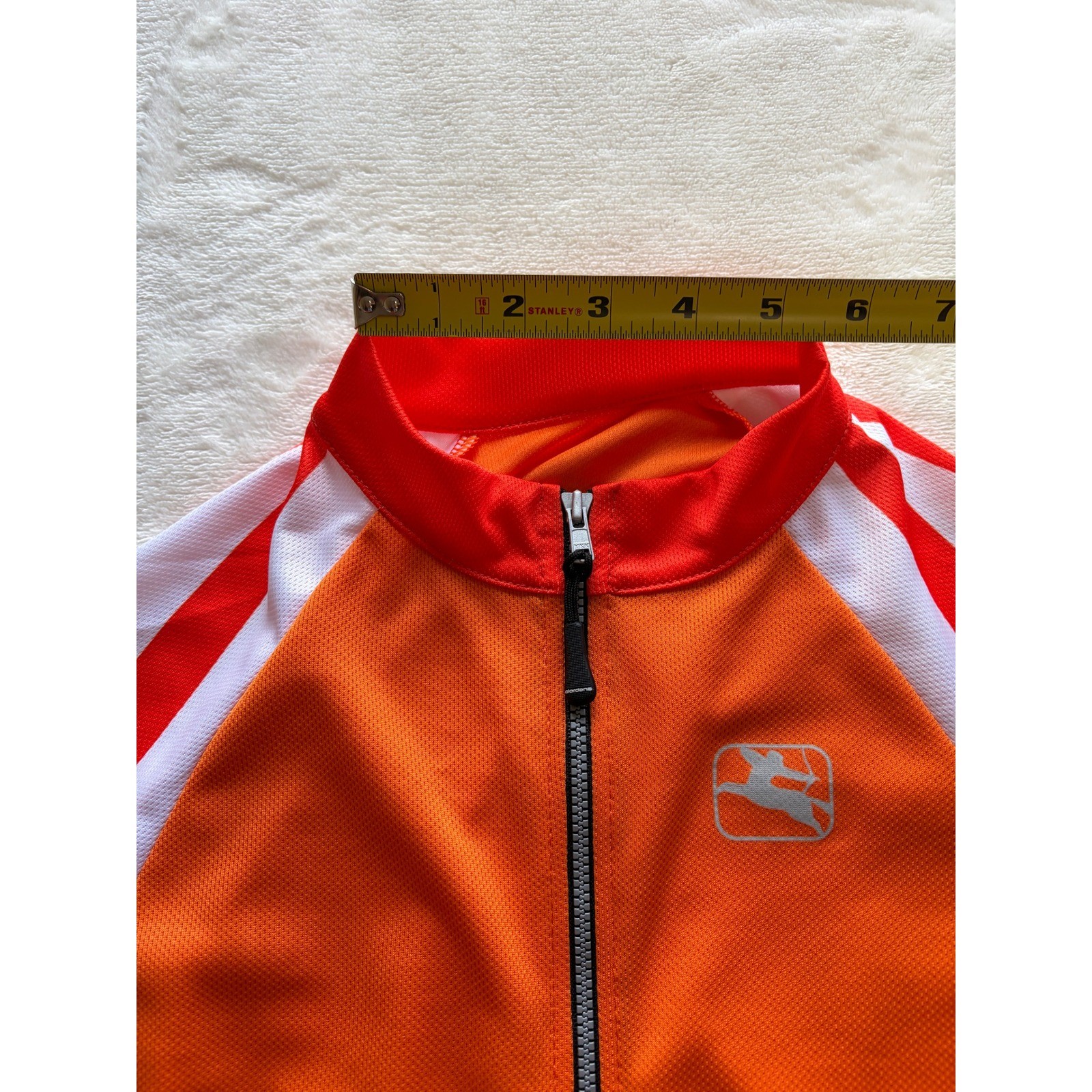 Giordana Orange White Full Zip Ride Fit Cycling Jersey Mens Medium Excellent