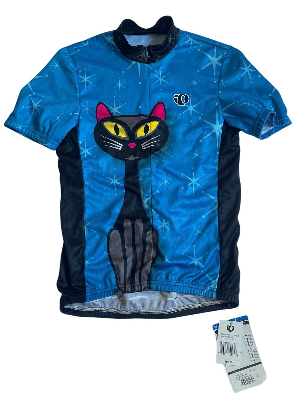 Pearl Izumi Youth Cycling Jersey Black Cat Zip Up Size XL Vintage Y2K