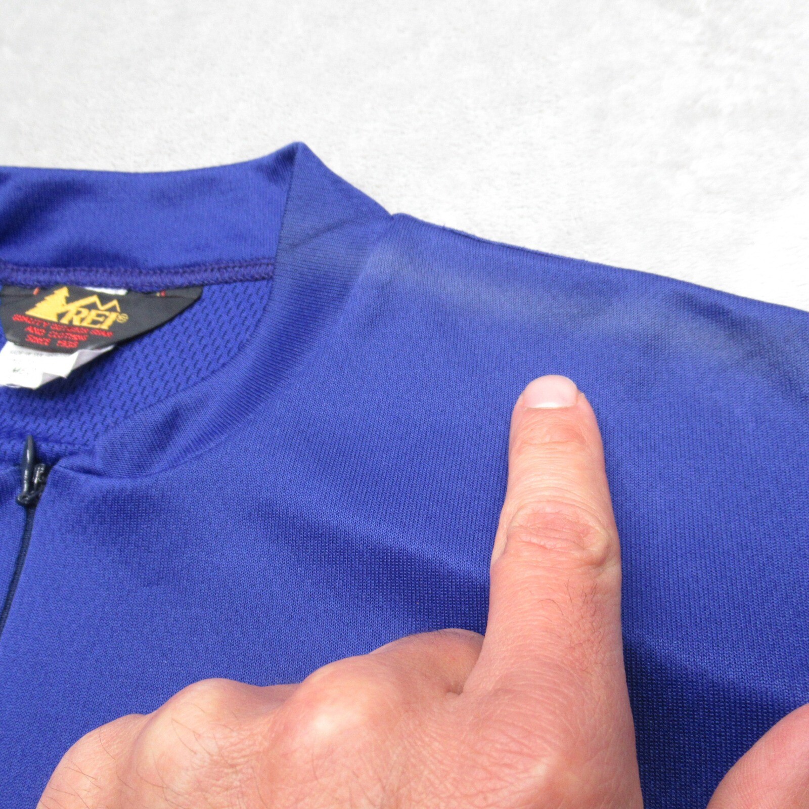 REI Cycling Jersey Unisex Medium Purple Shirt Half Zip Short Sleeve USA Made VTG