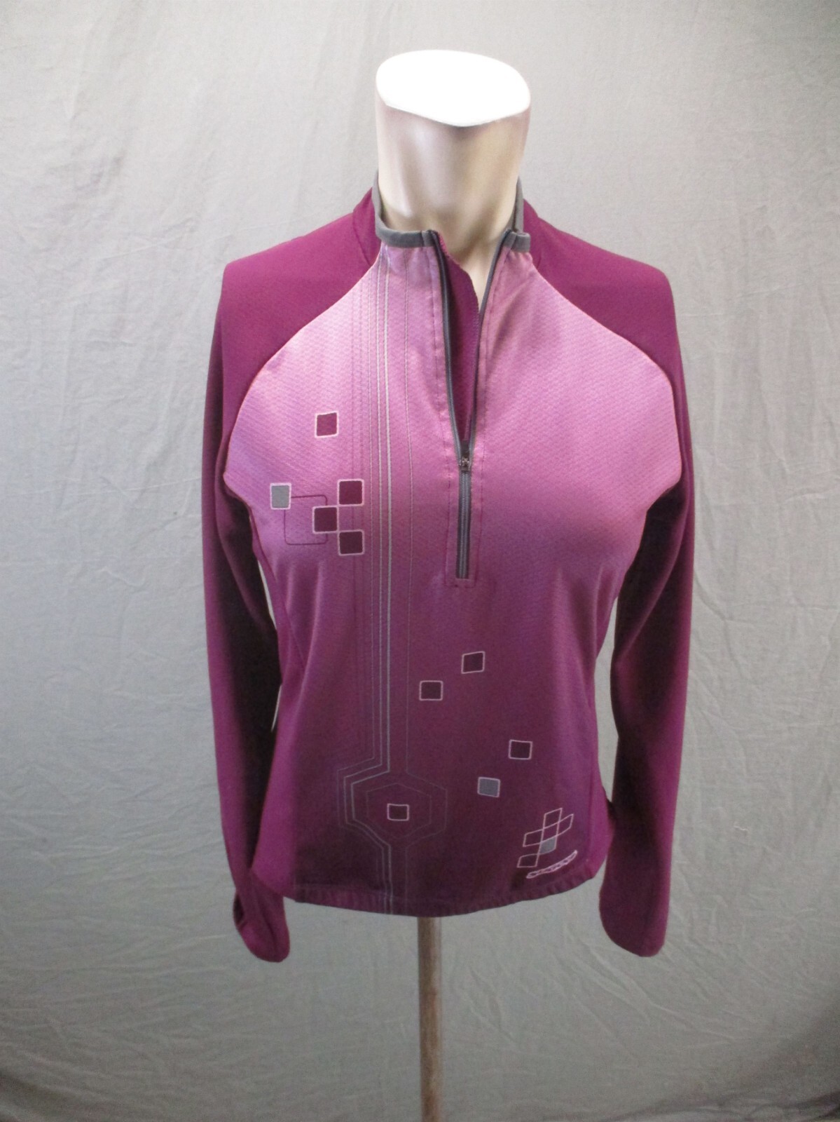 SUGOI Size M Womens Purple 1/2 Zip Stand Collar Back Pocket Cycling Pullover 322