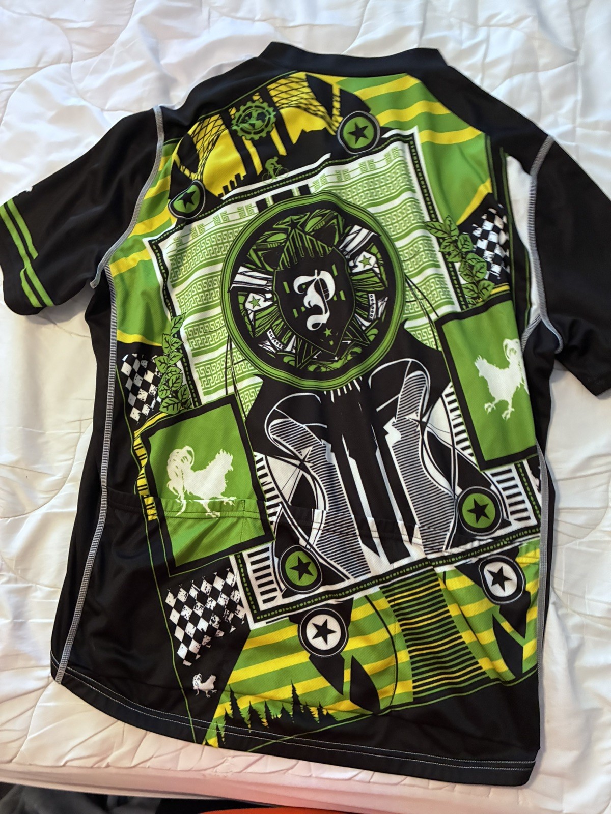 Primal Wear Cycling Jersey Men’s 3XL Green 3/4 Zip Bike Shirt Pockets