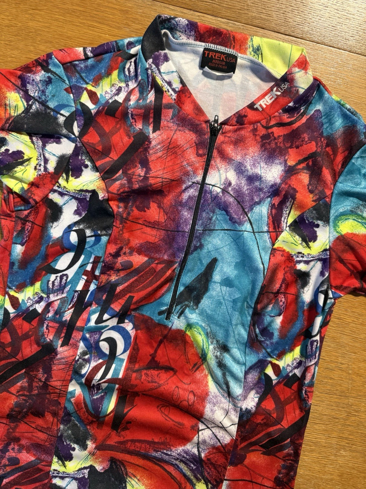 Vintage 90s Trek USA Abstract Graffiti Art 1/2 Zip Cycling Jersey – Size XS