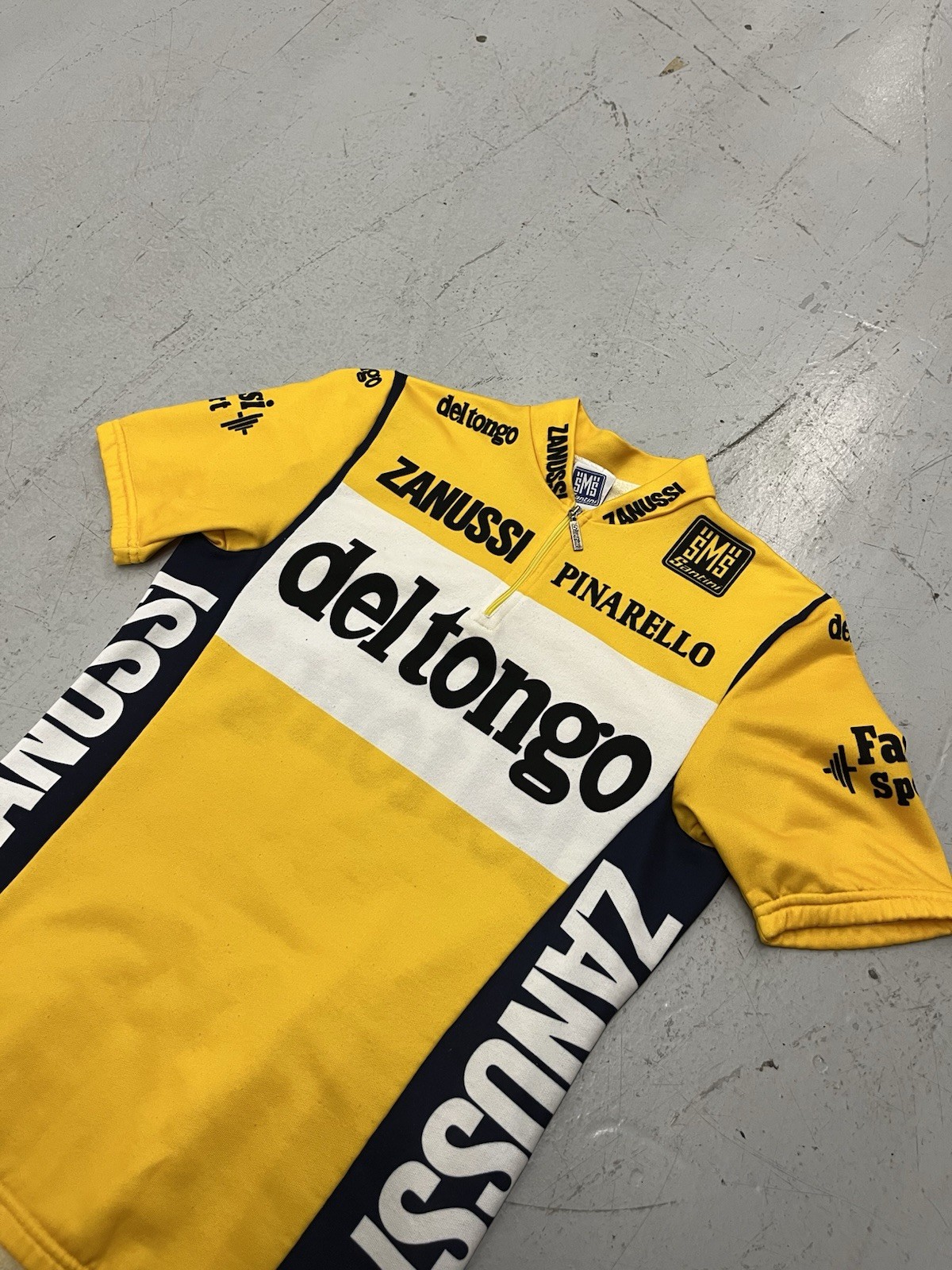 Vtg Santini Del Tongo Pinarello Cycling Jersey MEDIUM Made In Italy Bicycle Velo